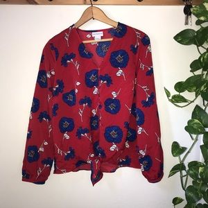 Liz Claiborne red floral blouse size small